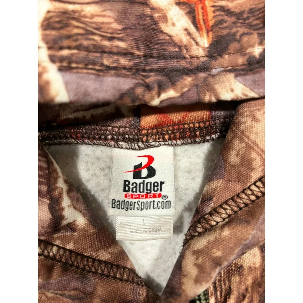 Badger Sport Shedheads Camo Hoodie Mens Large Leave No Tine Behind Hunting Brown